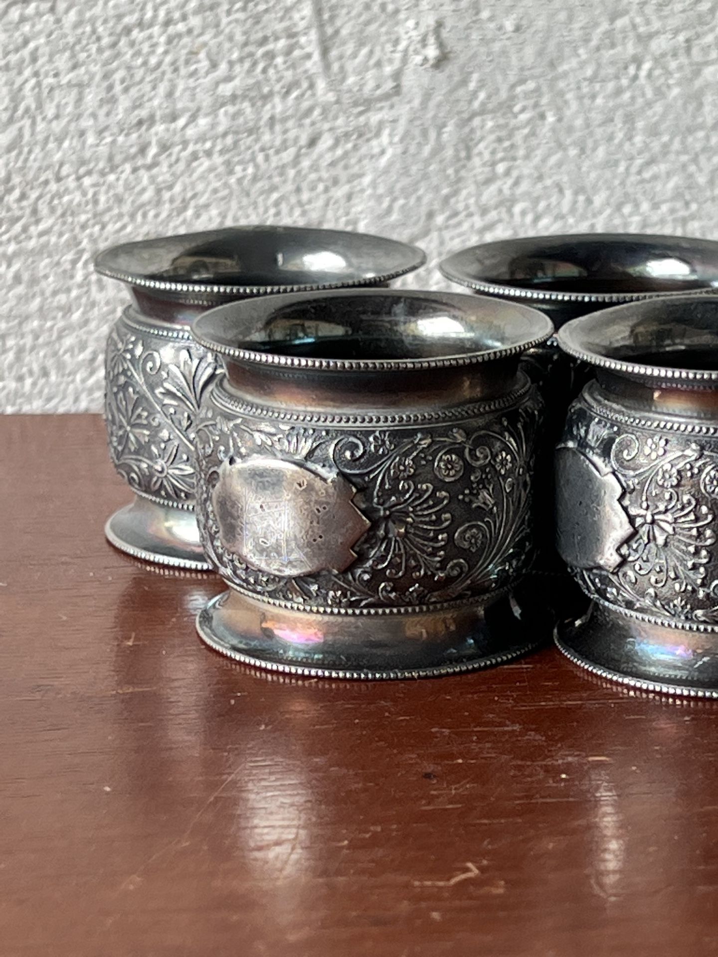 Antique! 1902 Arthur Harris Silver Plated Napkin Ring Set of 4 Birmingham England