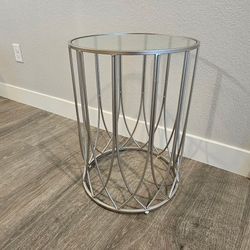 Glass Top Metal Side Table 