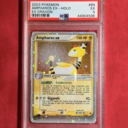 2003 POKEMON EX DRAGON AMPHAROS EX-HOLO #89 PSA 5