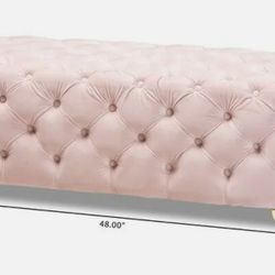Modern Tufted Ottoman Velvet Pink NEW 
