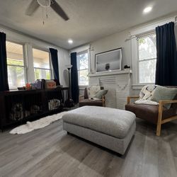 Gray Upholstered Ottoman 44x28x16