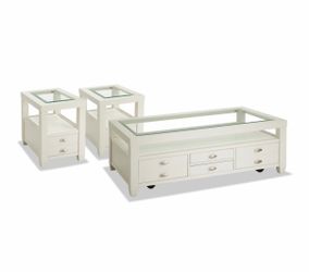 Modern white coffee table and side table