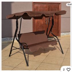 Patio 3 Seats Canopy Swing Glider Hammock Steel Frame Cushioned Backyard Outdoor