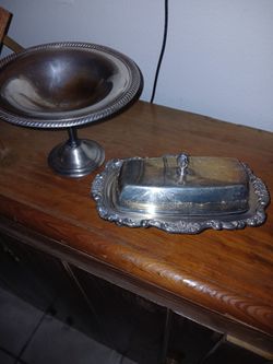 Silver plainted butter dish
