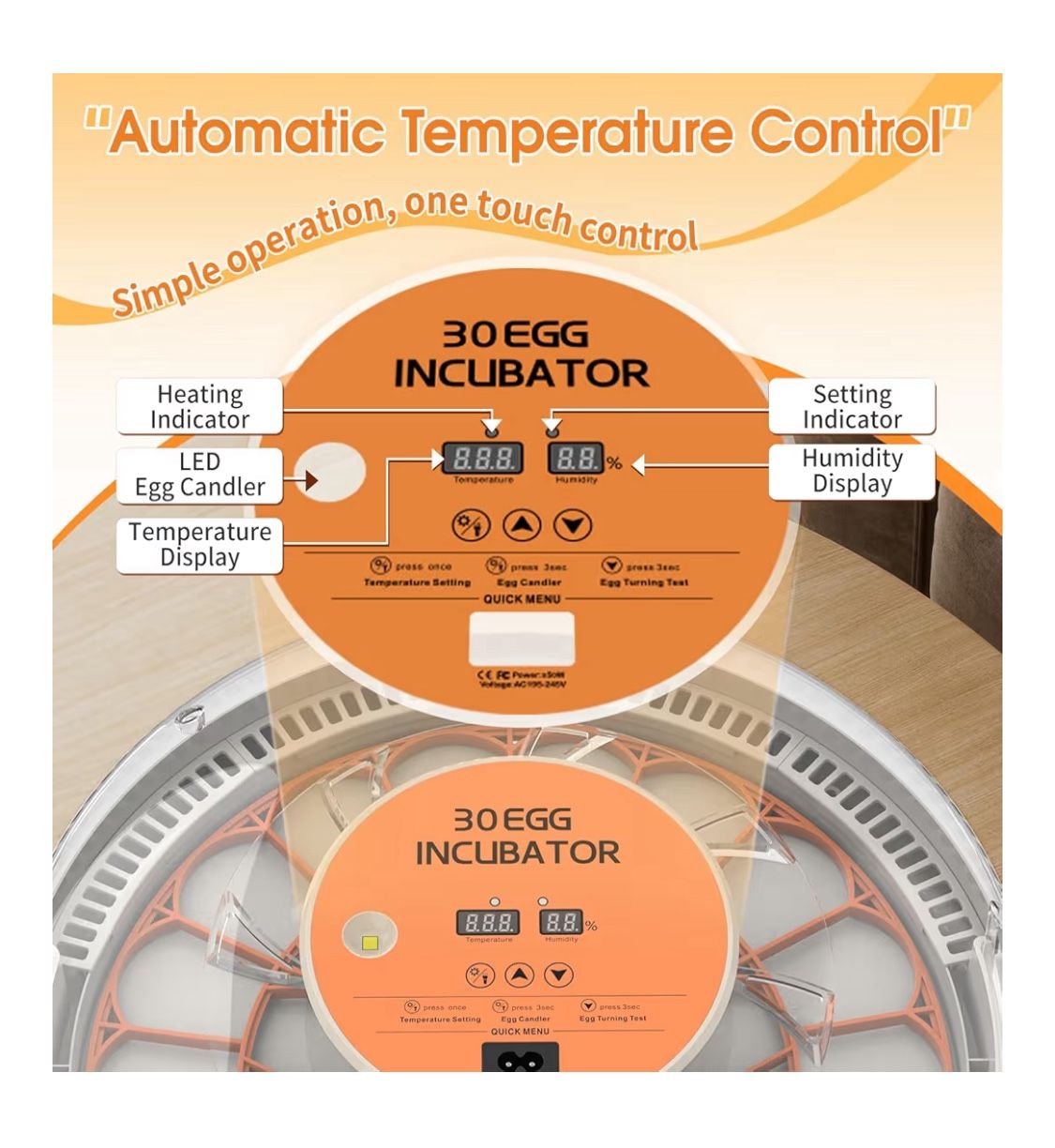 NEW 30 Egg Incubator With Candling And Humidity 