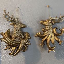 GOLD REINDEER ORNAMENT SET CHRISTMAS DEER ORNAMENTS LARGE ORNAMENTS
