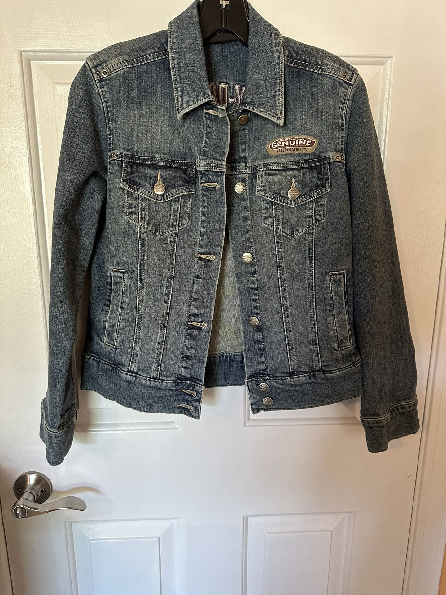 Sweet Harley Davidson Denim Jacket Embossed EUC Sm