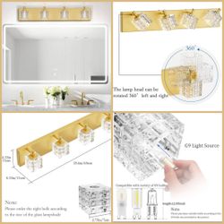 25" Bathroom Vanity Light Fixture Adjustable 360 Degree Rotating Lights G9 Bulb Dimming