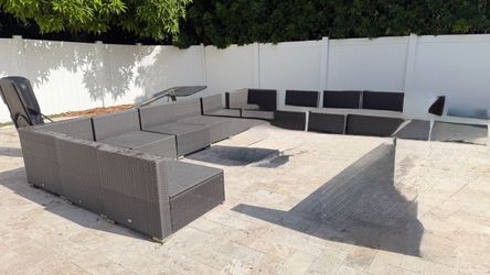 12 piece Patio Sectional Wicker Furniture Set - 12 Pieces - As Is