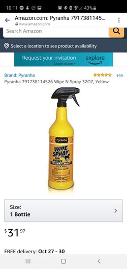 Pyranha 791738114526 Wipe N Spray 32OZ, Yellow