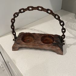Vintage Wood and Iron Holder