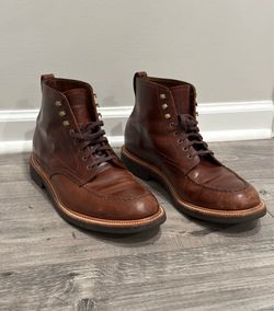 Men's Size 12 J. Crew Kenton Pacer Leather Boots Burnished Tobacco Brown C8867