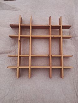 Vintage Wood Grid Wall Shelf