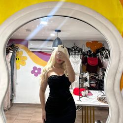 Strapless Satin Mini Dress 