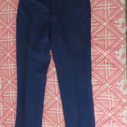 INCOTEX Chinolino Linen Cotton Flat Front Trouser Chino Pant 38 Blue (37 3/4x32)