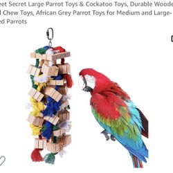 Sweet Secret Large Parrot Toys & Cockatoo Toys, Durable Wooden Bird Chew Toys, African Grey Parrot Toys for Medium and Large-Sized Parrots