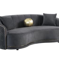 Brookside 2-piece Velvet Upholstered Sofa Set Dark Grey