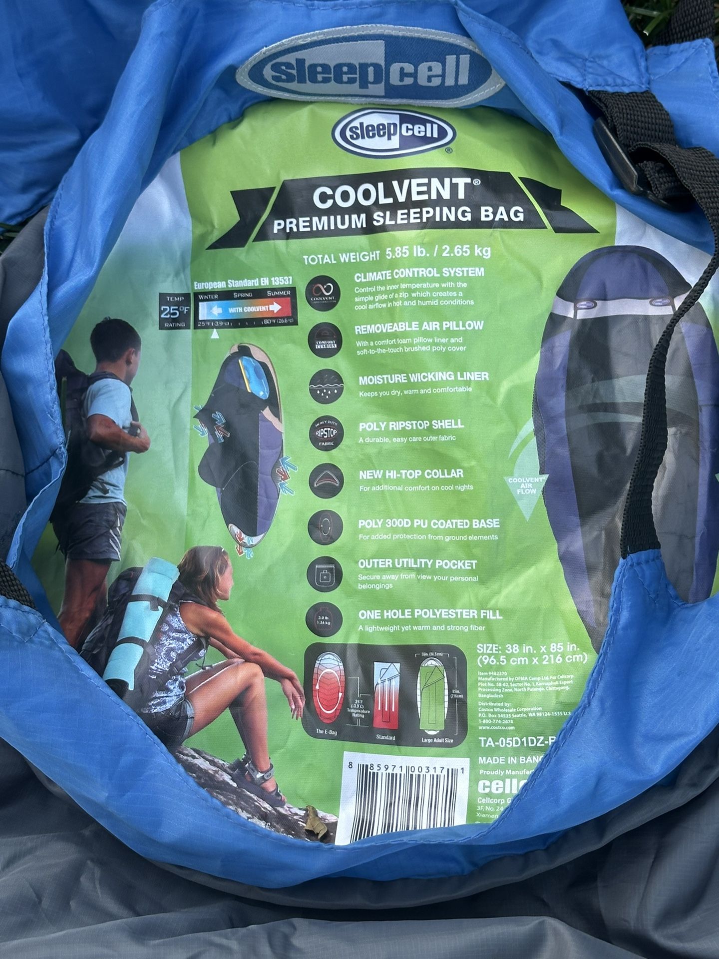 Sleep Cell Coolvent Premium Sleeping Bag 38” X 85”