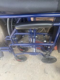 Blue Folding Transport Wheelchair