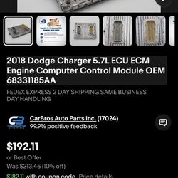 2018 Dodge Charger 5.7L ECU ECM Engine Computer Control Module OEM (contact info removed)5AA