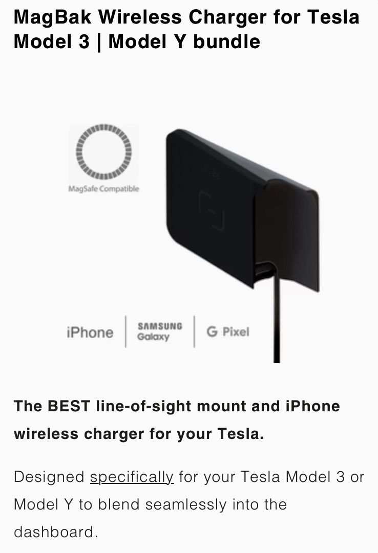 MagBak Wireless Charger for Tesla Model 3 | Model Y