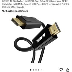 BENFEI 4K Display Port to HDMI- 6 Ft Cable