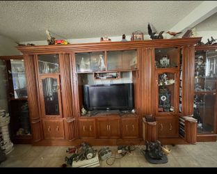 Solid oak entertainment center