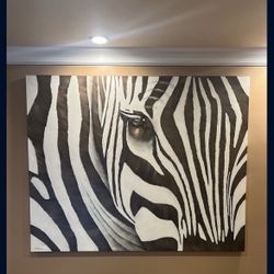 Large Modern Zebra Canvas Wall Art – Neutral Tones  