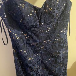 Navy Blue Fitted Size Medium Dress 
