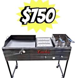 24" Griddle With 3 Warming Trays And Deep Fryer | Includes Hose With Regulator And 2 Baskets