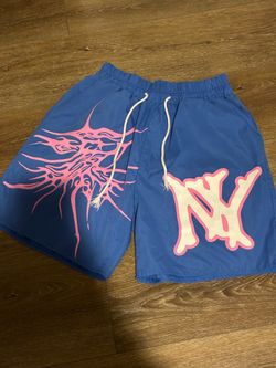 Blue Graphic Shorts with NY Print