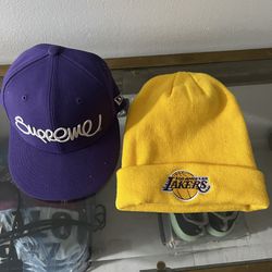 Supreme Fitted Hat  7 1/2 And  Lakers Beanie 