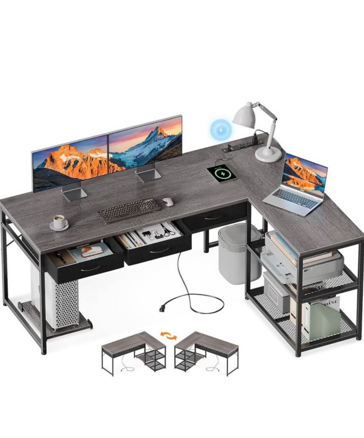 Gray 61 Inch Desk
