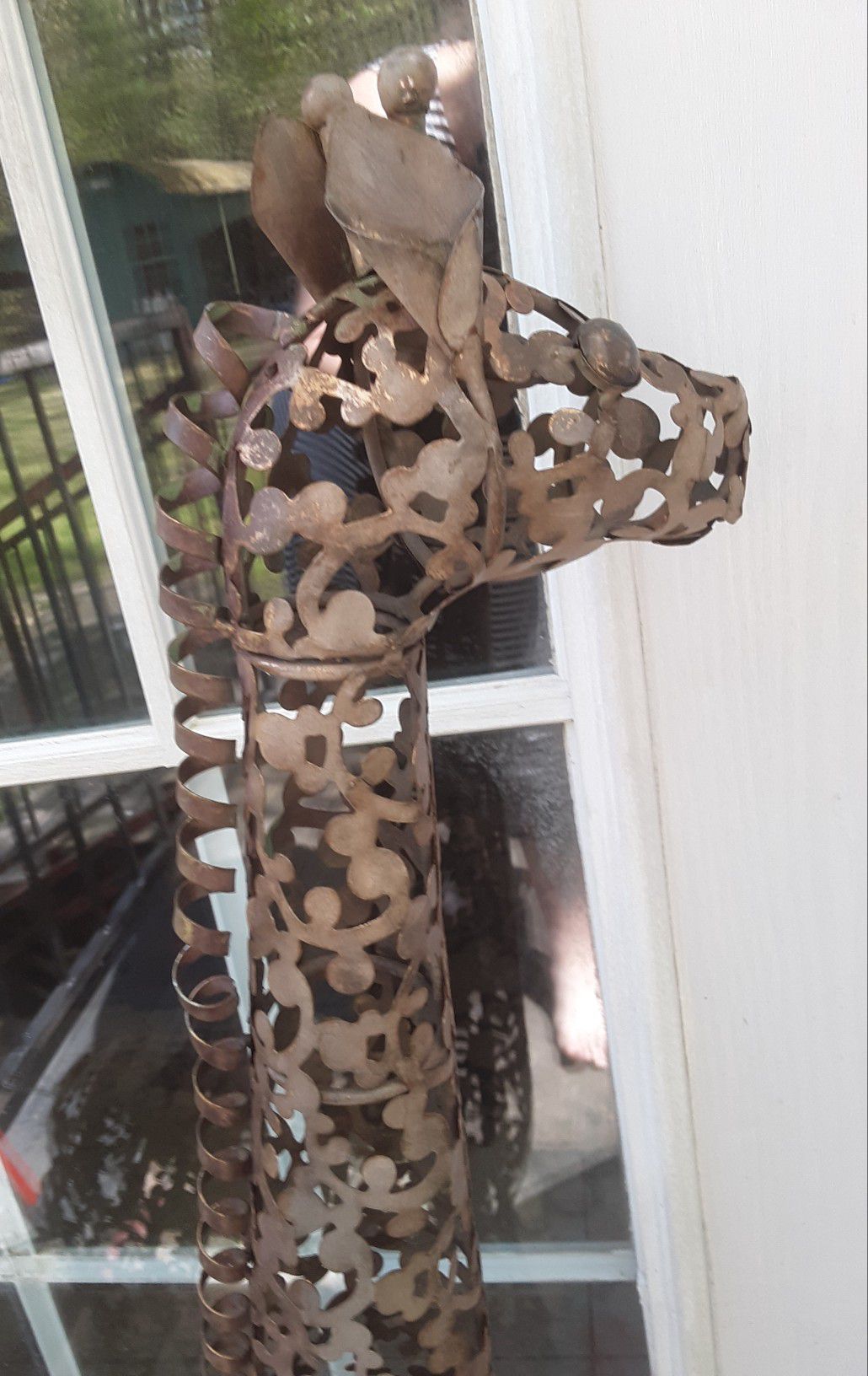 Copper plated giraffe sculpture