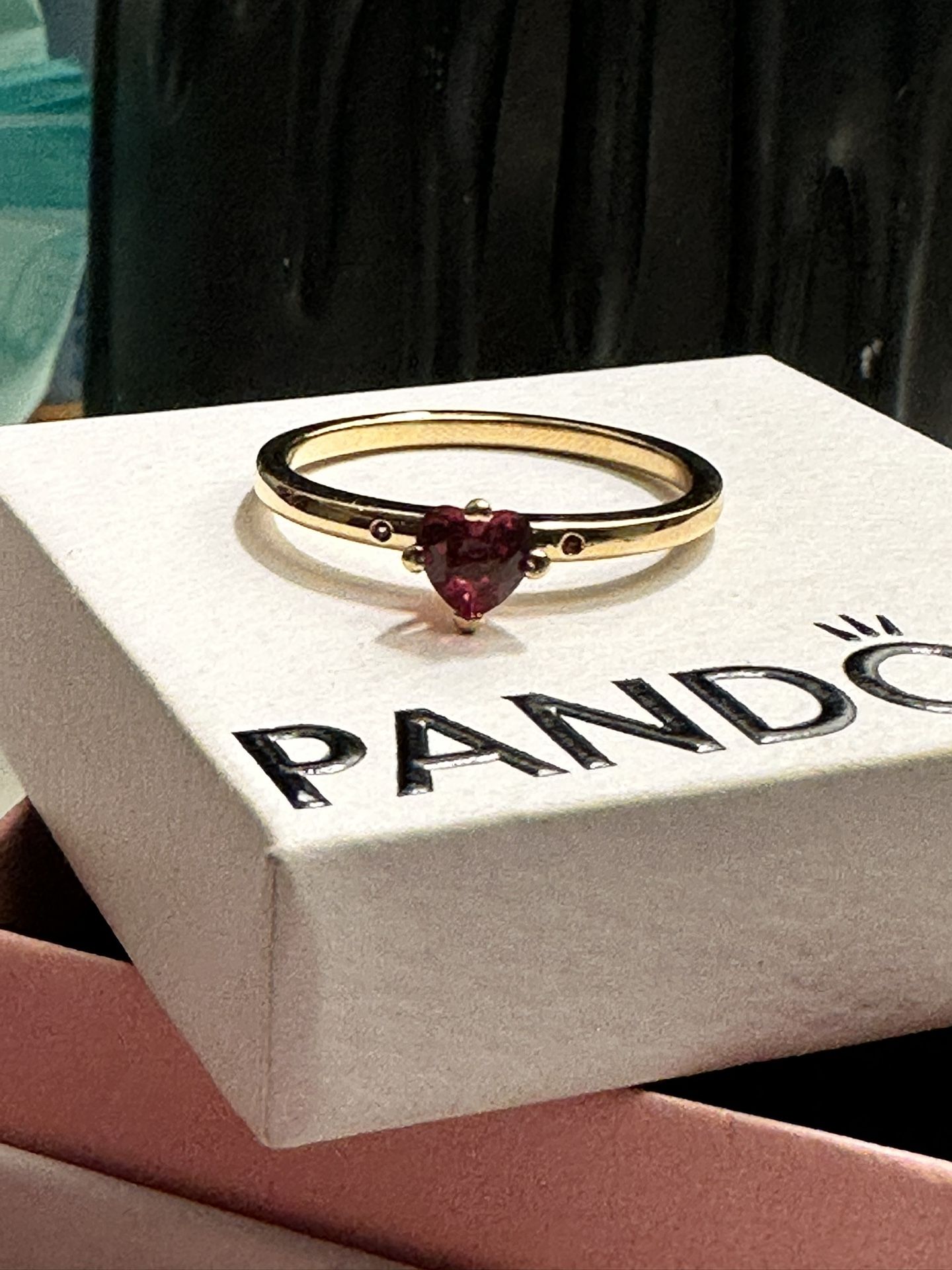 Pandora Gold Ring With Heart Shaped Stone