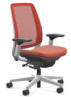 Steelcase Amia Air High End Ergonomic Office Chair Platinum Solid Frame, Scarlet Red Color