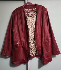 Roaman's Sz 22W Red Leather Blazer BNWOT 