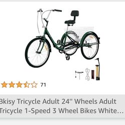 Last Day Special $150 Foldable Tricycle 1 Speed 24”, The Seat Has A Back