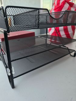 Black Metal Mesh Desk Paper Tray Organizer