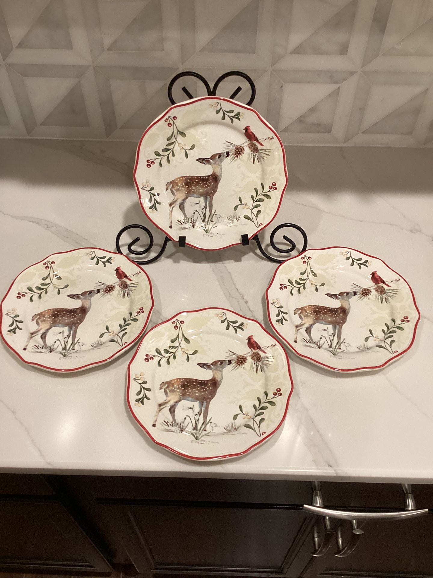 Winter Forest / Heritage by Better Homes and Gardens SALAD PLATE 8 3/4" SET of 4