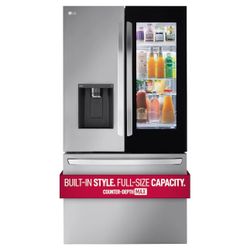 LG InstaView 25.5-cu ft Counter-depth Smart French Door Refrigerator with Dual Ice Maker (Stainless Steel) ENERGY STAR