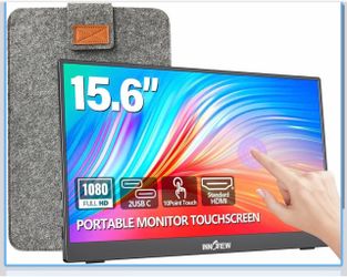 InnoView Monitor portátil con pantalla táctil de 15.6 pulgadas, 1080P, monitor de pantalla táctil de 10 puntos portátil con funda protectora soporte i