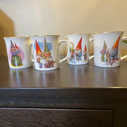 Set 4 Kitschy Gnome Mugs 1980’s Coffee Tea Or House Plants Planter Pot