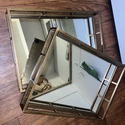 Gold Mirrored Vanity Tray Set