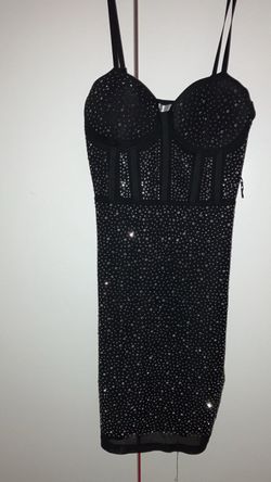 Rhinestone Sparkly Black Mini Dress