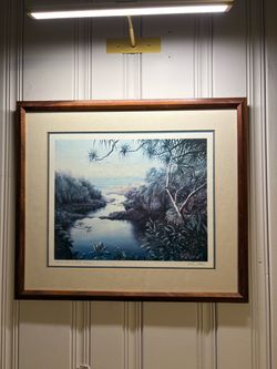 Larry Dotson Signed Framed Art Print Seven Sacred Pools Maui Hawaii Tropical 22 x 19