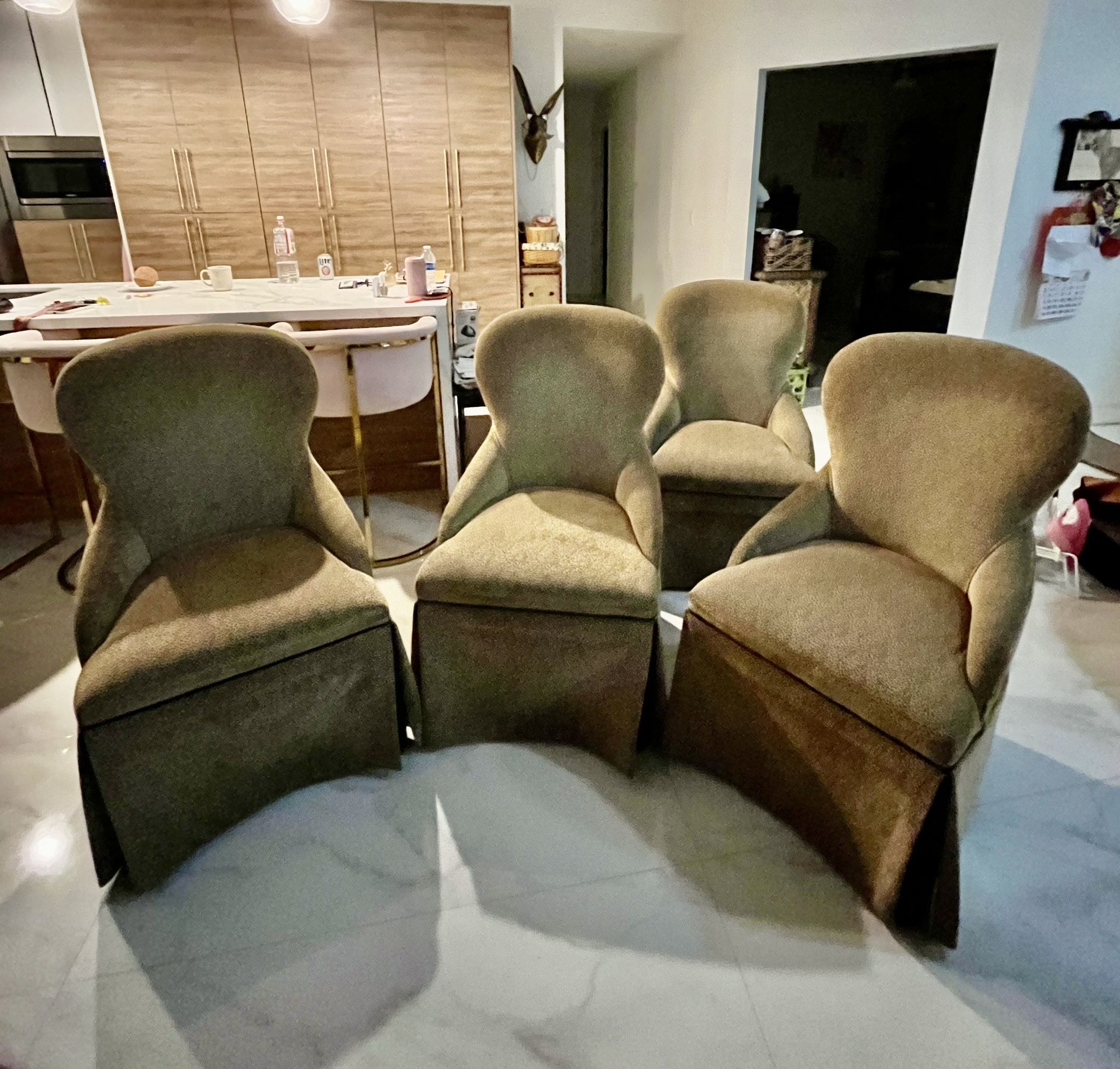 4 Designer Upholstered Dining Chairs