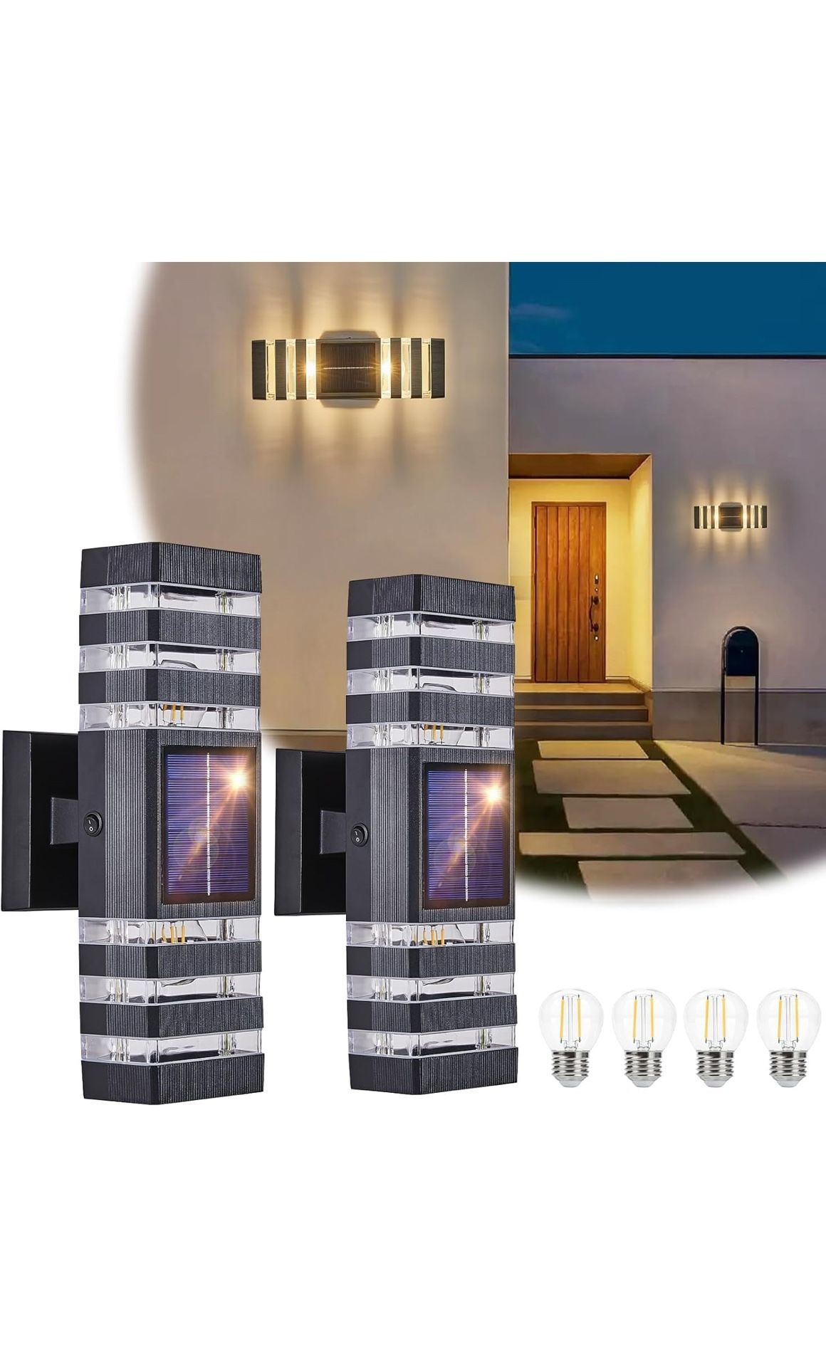 2 Pack Solar Outdoor Wall Light (New in Box)