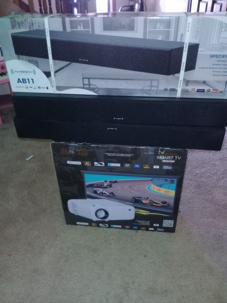 BrightEra FHZ131L Projector And Ambeo 1000w Surround Sound Speakers