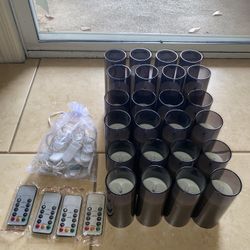 24 set no-flame candles in dark grey